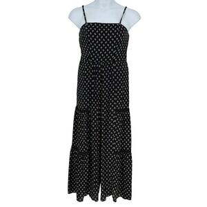 Lily Rose Jumpsuit Black Floral Tiered Wide Leg 100% Rayon M